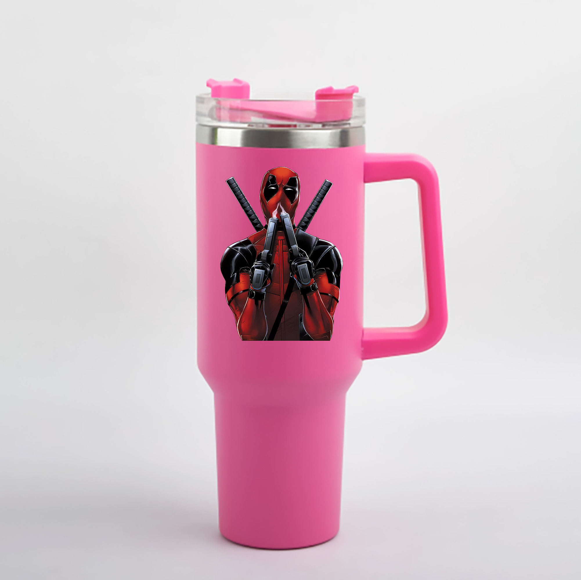 （画像用） Deadpool デッドプール 1200mL車用タンブラー - クリスタルステッカー（プラスチックストロー付き）